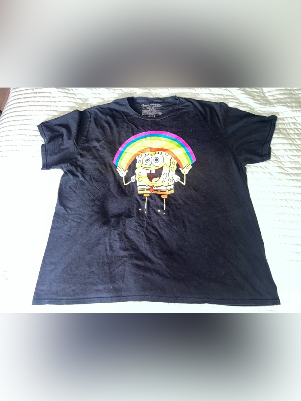 Nickelodeon Spongebob Squarepants Black Rainbow Graphic T-Shirt 3XL‎